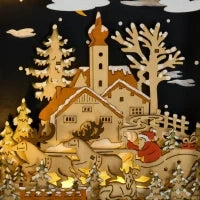 Calendario dell'Avvento da Riempire con 24 Cassetti e Luci a LED, in Legno Naturale 36 x 9 x 52 cm
