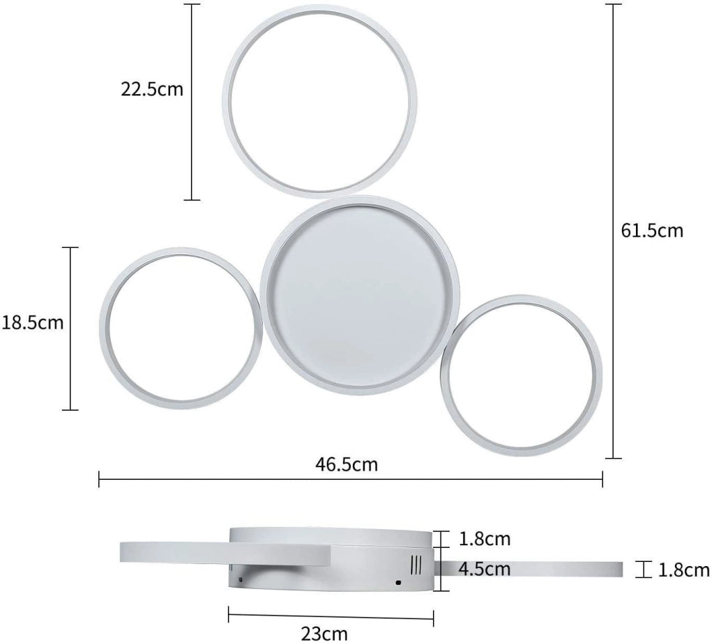 ZMH Lampada da soffitto LED 4 fiamme ad anello telecomando per camera letto