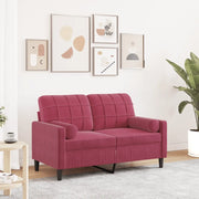 Divano a 2 Posti con Cuscini-Sofa 2 Posti con Cuscini Rosso Vino 120 cm in Velluto 400262