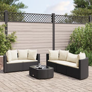 vidaXL Set Divano da Giardino 6 pz con Cuscini Nero in Polyrattan