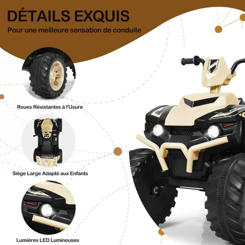 Quad elettrico 104 x 67 x 74 cm per bambini dai 3 ai 7 anni con avvio lento e musica in giallo PP 20_0018211