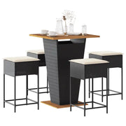 Set Bar da Giardino 5 pz con Cuscini in Polyrattan Nero 3261481