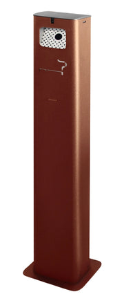 Posacenere a Colonna 17,5x10,5xh106 cm In Acciaio Verniciato con Contenitore Interno Marrone
