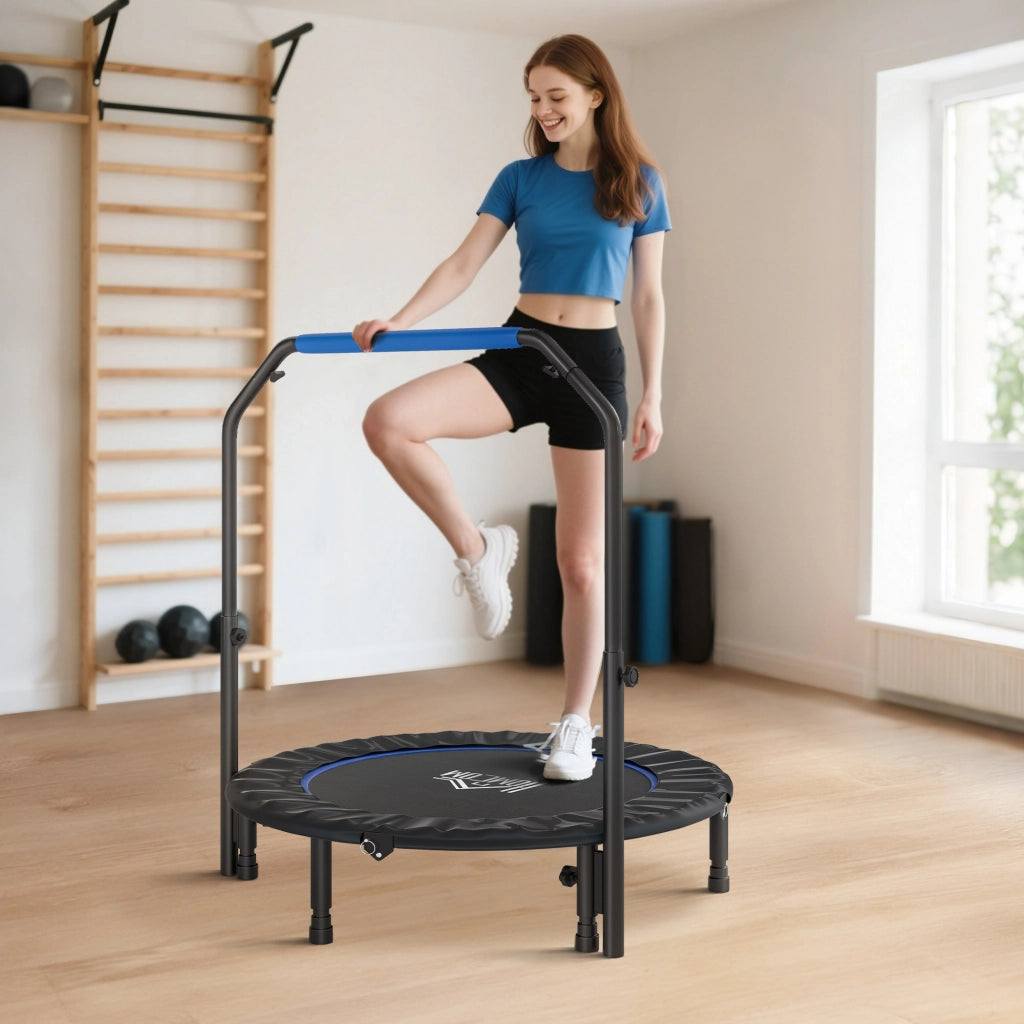 Trampolino Elastico Pieghevole ¨C Zephmum ¨C Acciaio 114 cm Blu Nero
