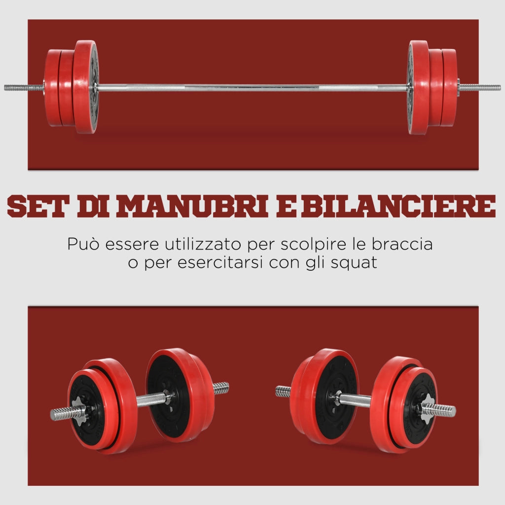 Set Bilanciere Dischi 65kg ¨C zephmum ¨C Metallo Sabbia Ferro Gomma Rosso