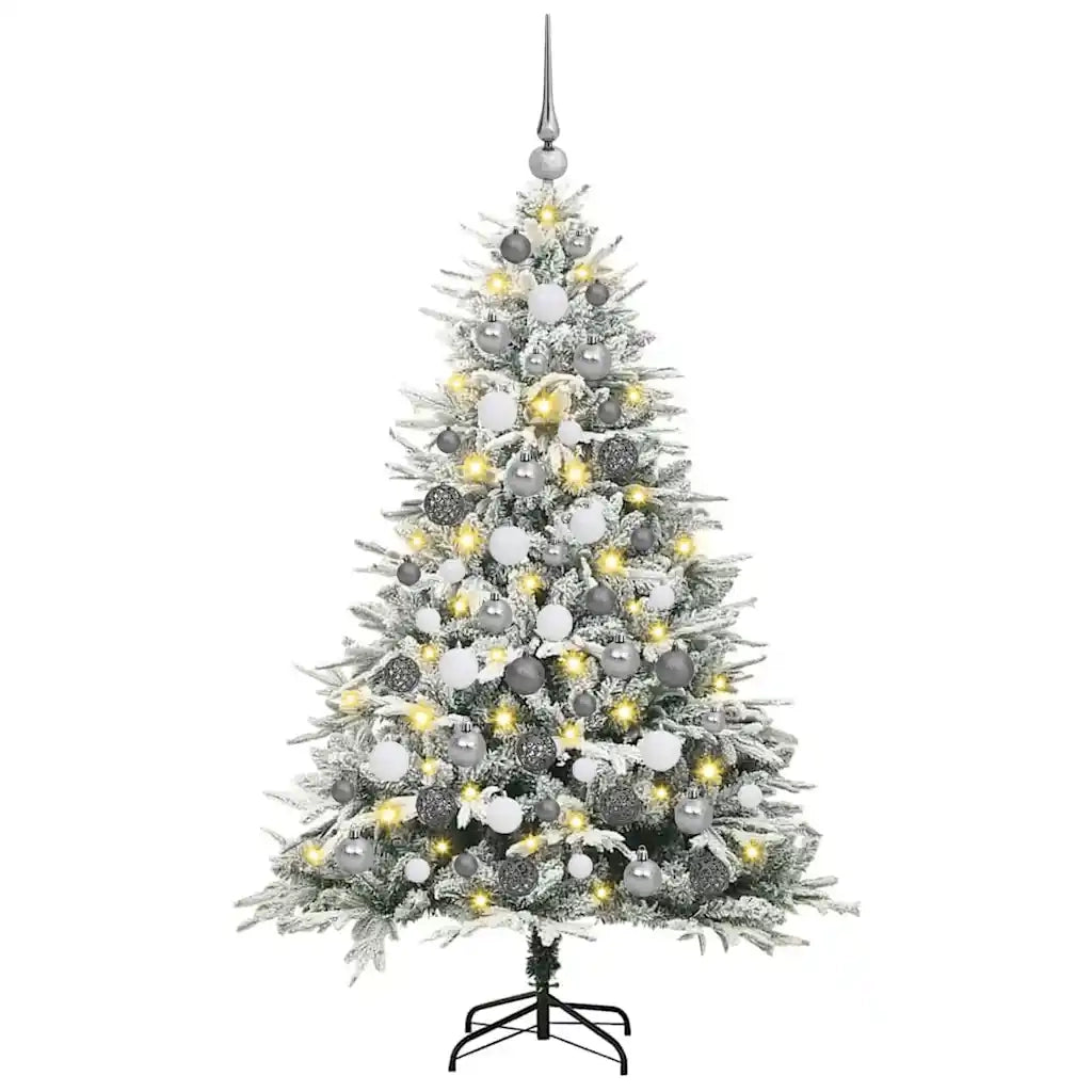 Albero di Natale Artificiale Pre-illuminato con Set di Palline