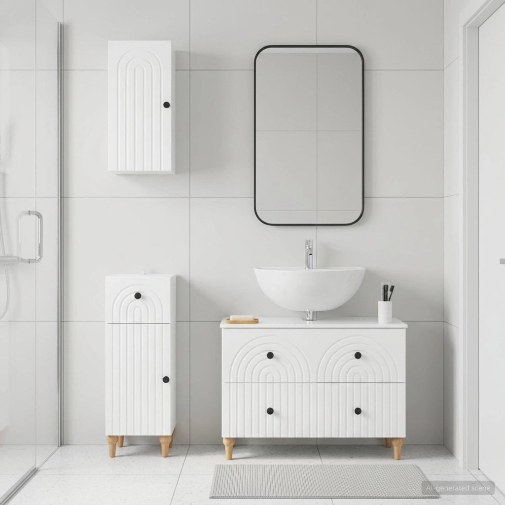Set di armadietti da bagno in 3 pezzi ALKMAAR Bianco Lucido 3417751