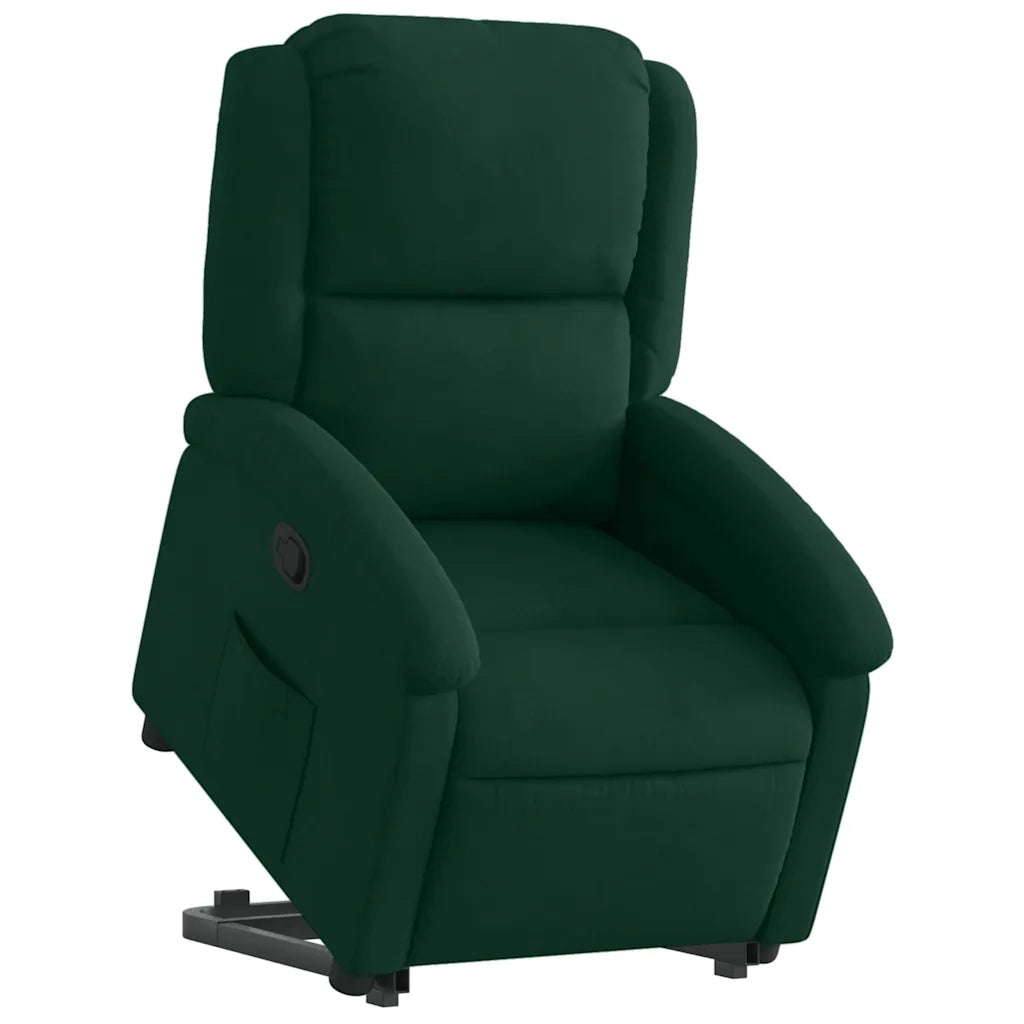 Poltrona Alzapersona Reclinabile Verde Scuro in Velluto 3204302