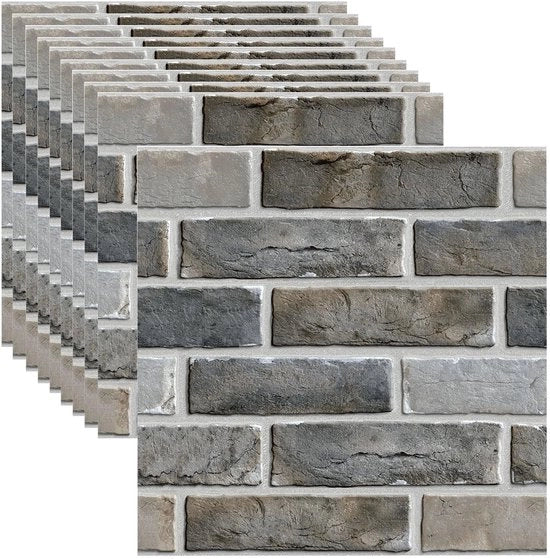 Pannelli da parete 3D autoadesivi, decorazione per pareti con aspetto di pietra, set di 10 pezzi 11,8 * 11,8 pollici, modello blu pietra di mattonella