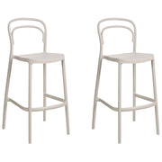 Set di 2 sedie da bar in plastica beige moderna resistente alle intemperie per uso interno ed esterno