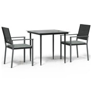 Set Pranzo da Giardino 3pz | Set Salotto da Giardino con Cuscini in Polyrattan e Acciaio