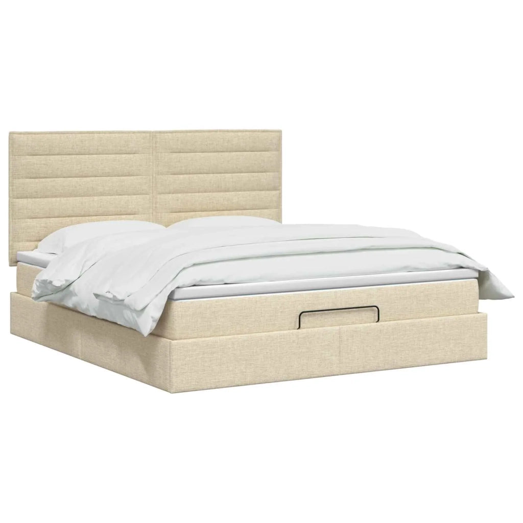 Letto ottomano con materasso Crema 180 x 200 cm Tessuto 3457430