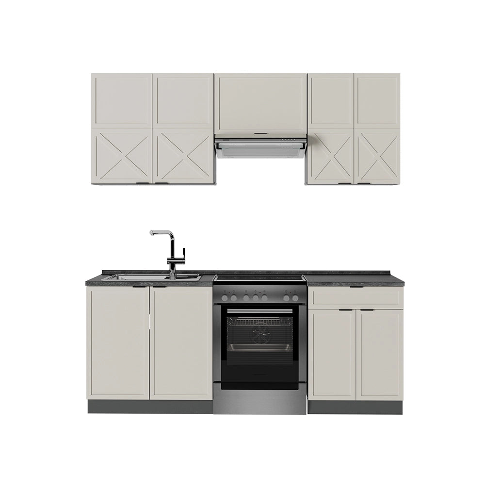 Cucina componibile Fame-Line GrigioBeige/Antracite 200 cm, PL Antracite Vicco