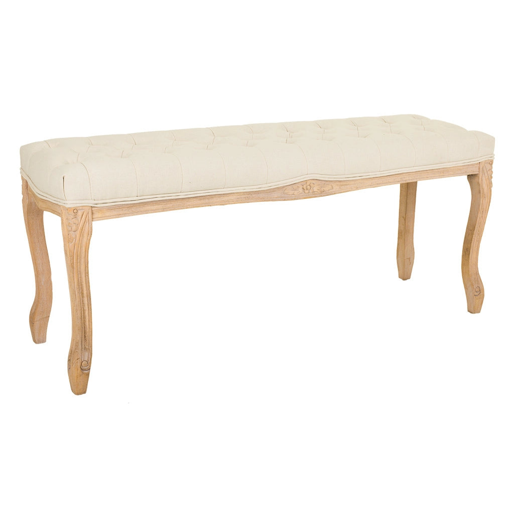Sgabello imbottita in legno panna 110x36x47h