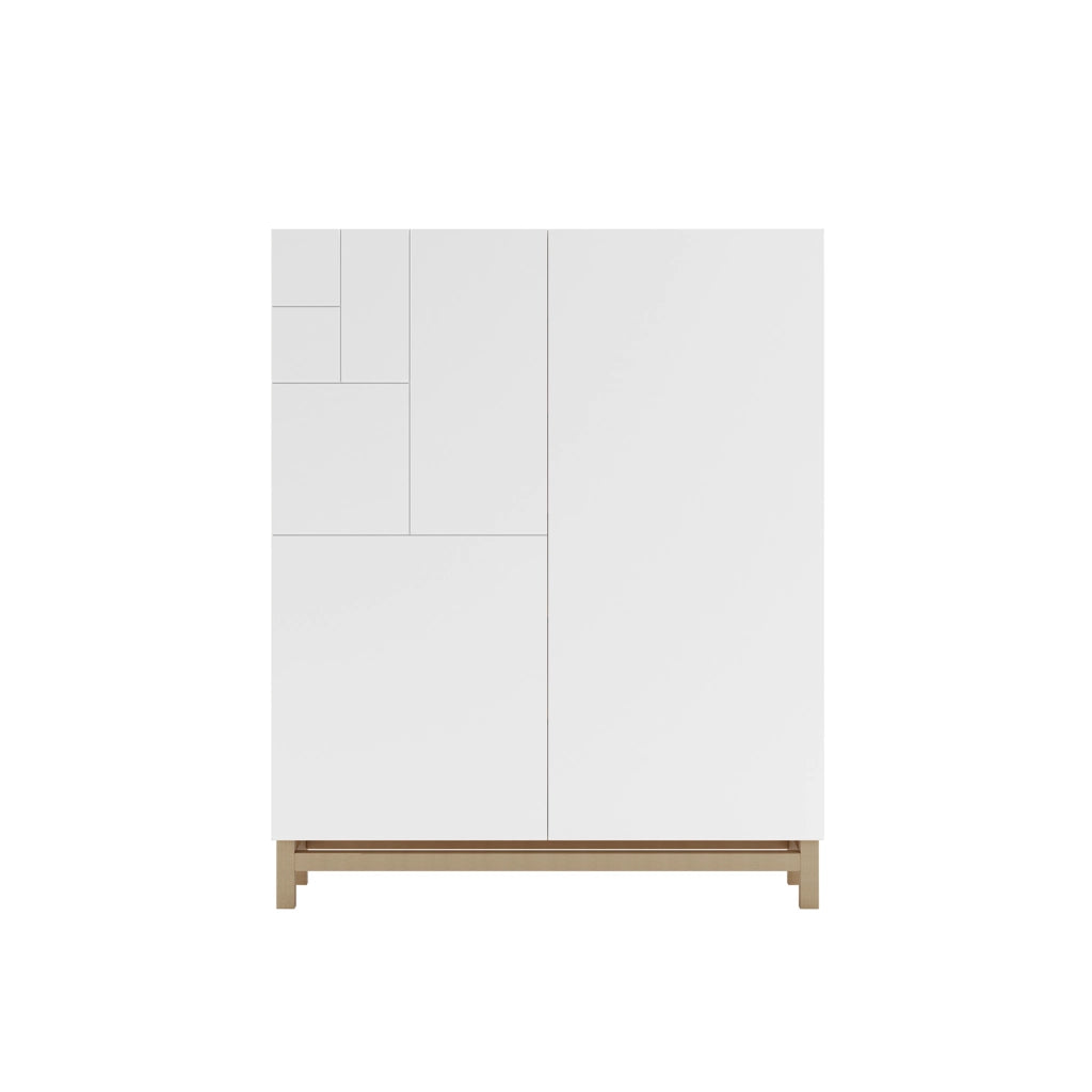 Scarpiera Herdasa effetto rovere chiaro ante bianche 112x90x27