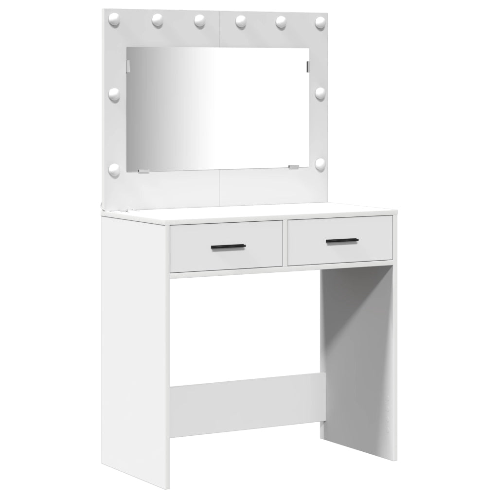 Set da toeletta 3 pezzi  con LED in legno bianco