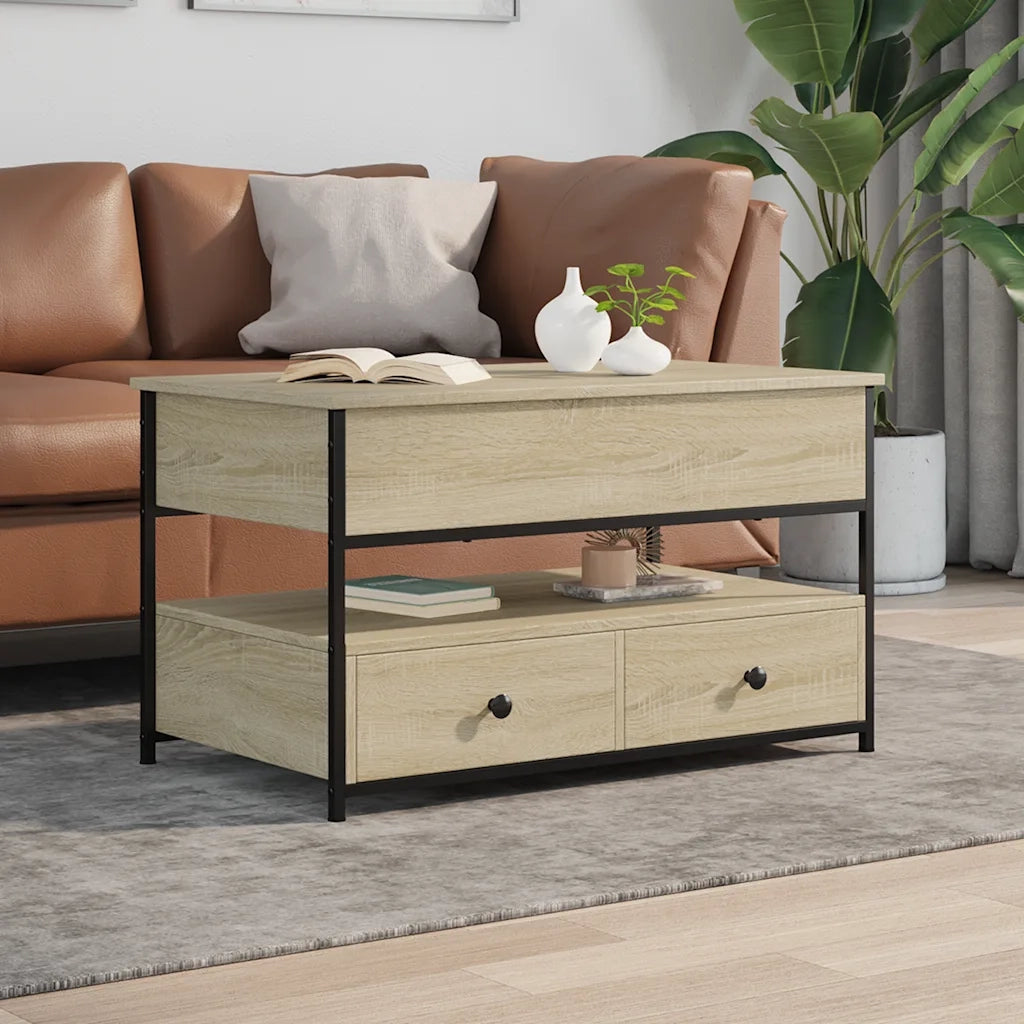 Tavolino Salotto Rovere Sonoma 85x50x50 cm Multistrato Metallo 845387
