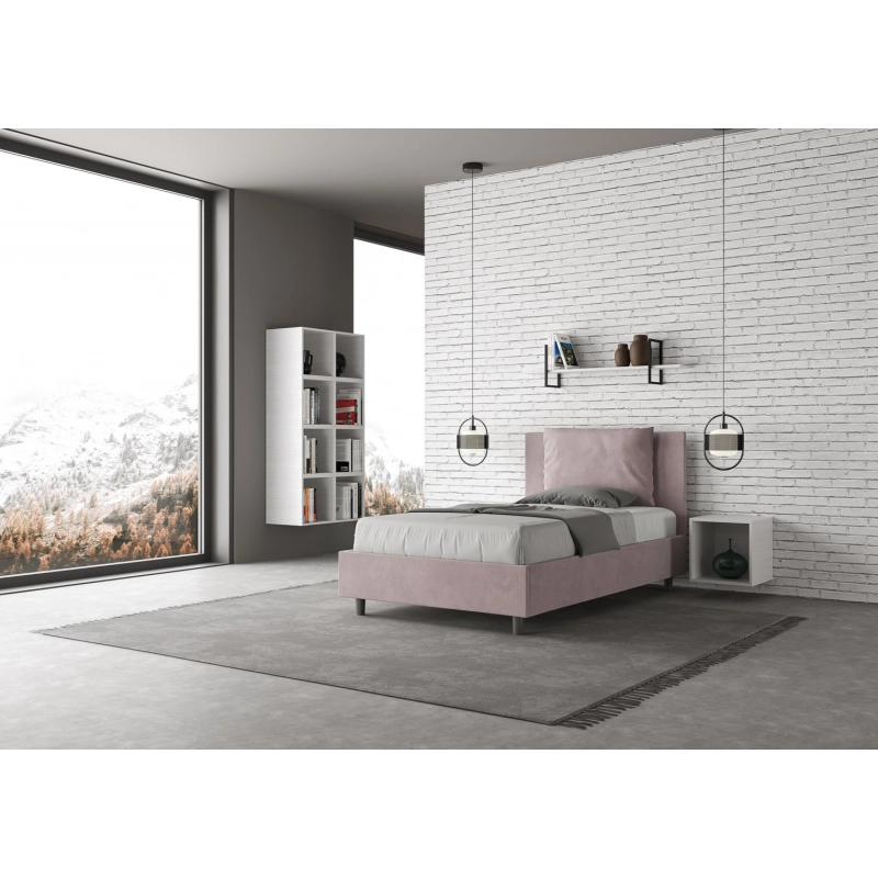 Letto imbottito 1 piazza e mezza 120x190 cm Antea - Senza rete,Glicine,Microfibra