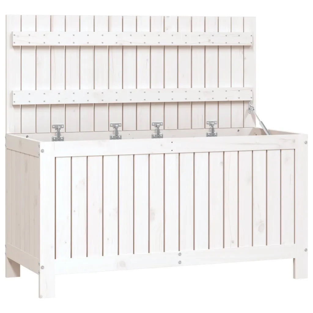 Contenitore da Giardino Bianco 115x49x60 cm Legno Massello Pino 823837