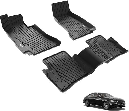 Pavimenti per auto 3W per Mercedes Benz E-Klasse W214 2023-2025, TPE all-weather pavimenti in gomma personalizzati per Benz E-Klasse 1a e 2a fila set completo di accessori per pavimenti auto, pavimenti antislip neri