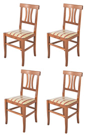 Set 4 Sedie Artemisia Tommychairs, struttura in legno di faggio color noce chiaro e seduta in tessuto lisere rosso