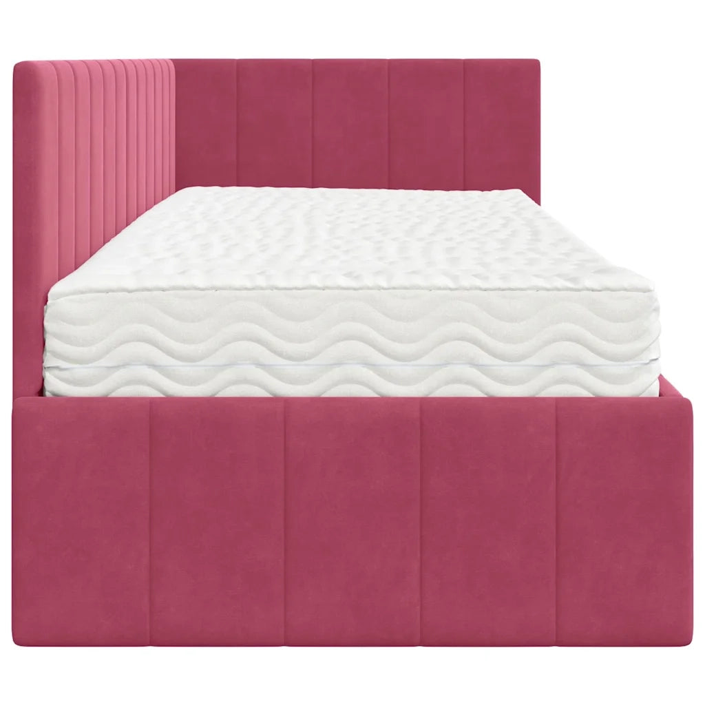 Struttura Letto Angolare con Materasso 2 pcs Verde Velluto 3393842