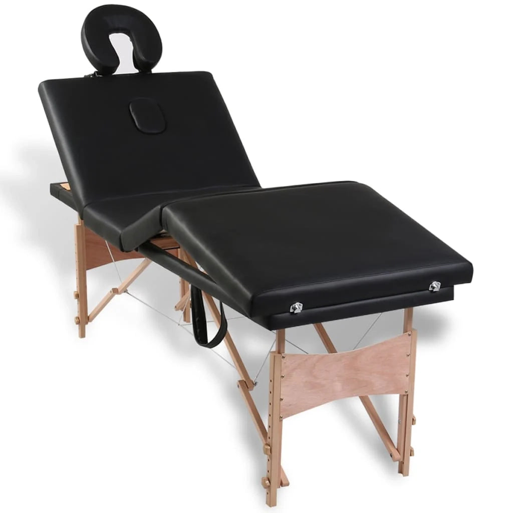 Lettino da massaggio pieghevole a 4 sezioni con struttura in legno nero 02_0001891