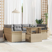 Set Divano da Giardino con cuscino 7 pcs Beige Poly Rattan 3356953