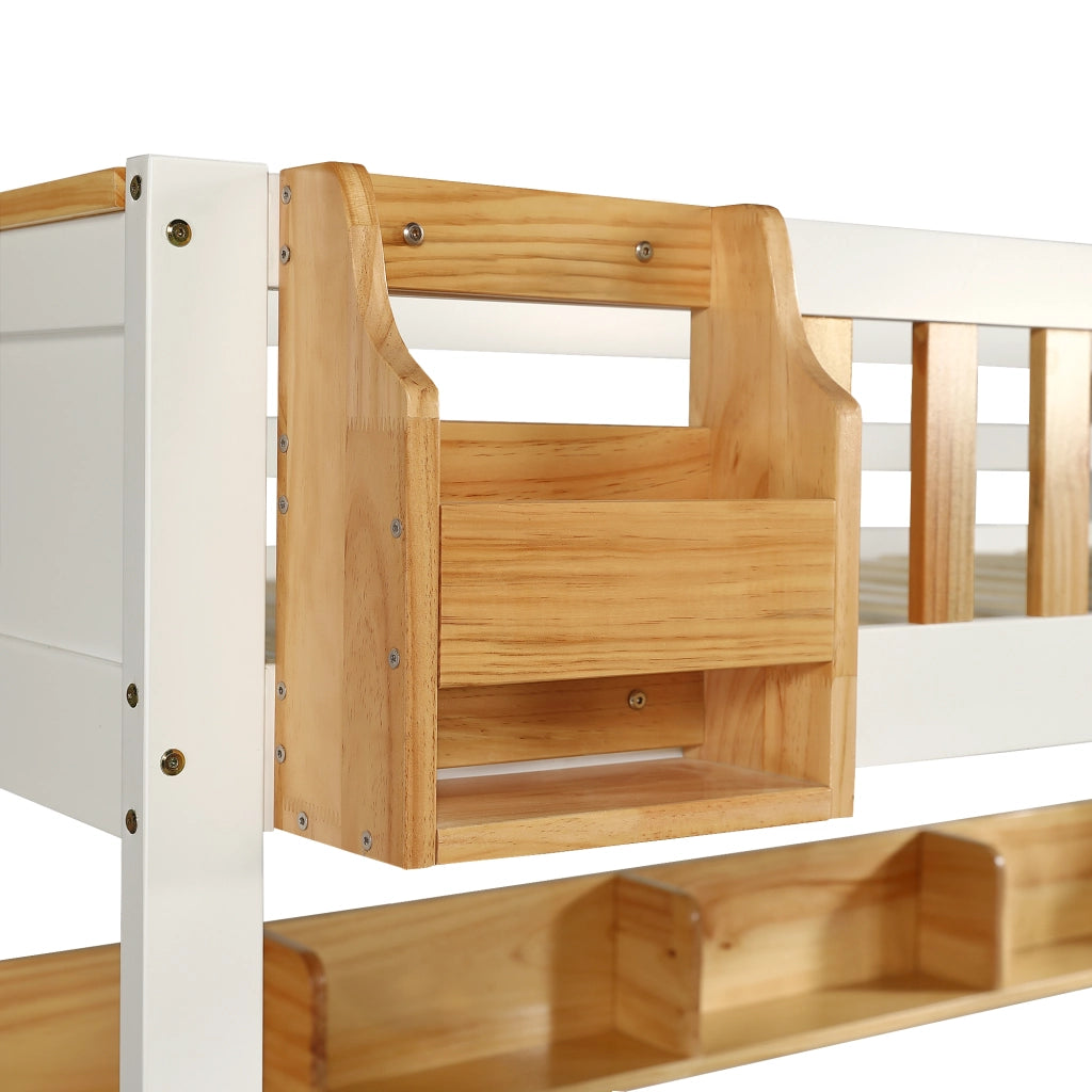 DESMIU Lit a castello 90 × 200 cm 2 posti con scala contenitore, 2 cassetti e ripiano, senza materasso