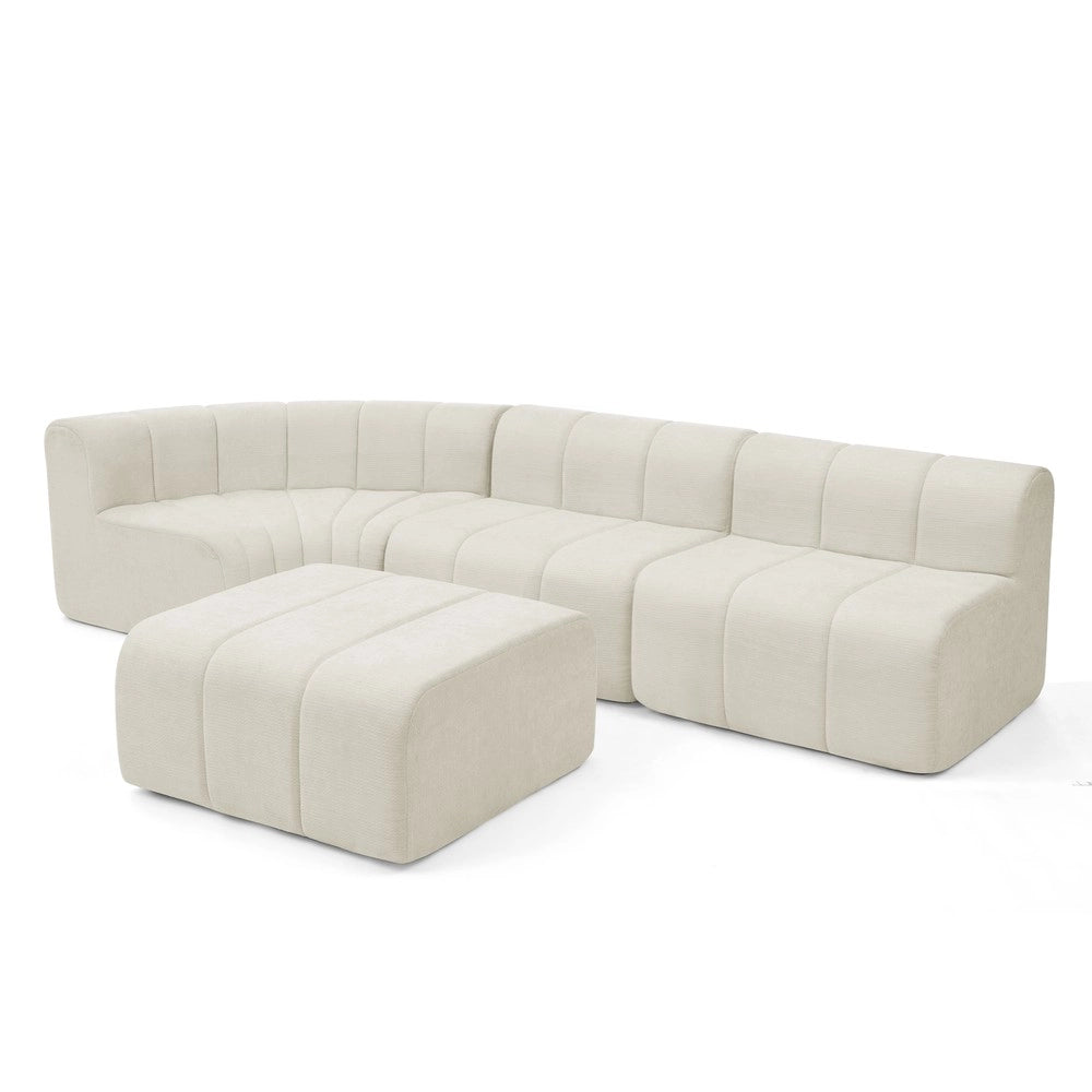 Divano Angolare 4 Posti ¨C Minimal ¨C Beige Tessuto Modulare