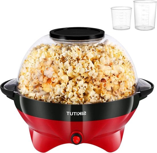 Macchina per Pop Corn per Casa - Superficie di Riscaldamento Rimovibile - Antiscivolo - 5L - Manici a Contatto Riscaldato - 2 Ciotole per Pop Corn