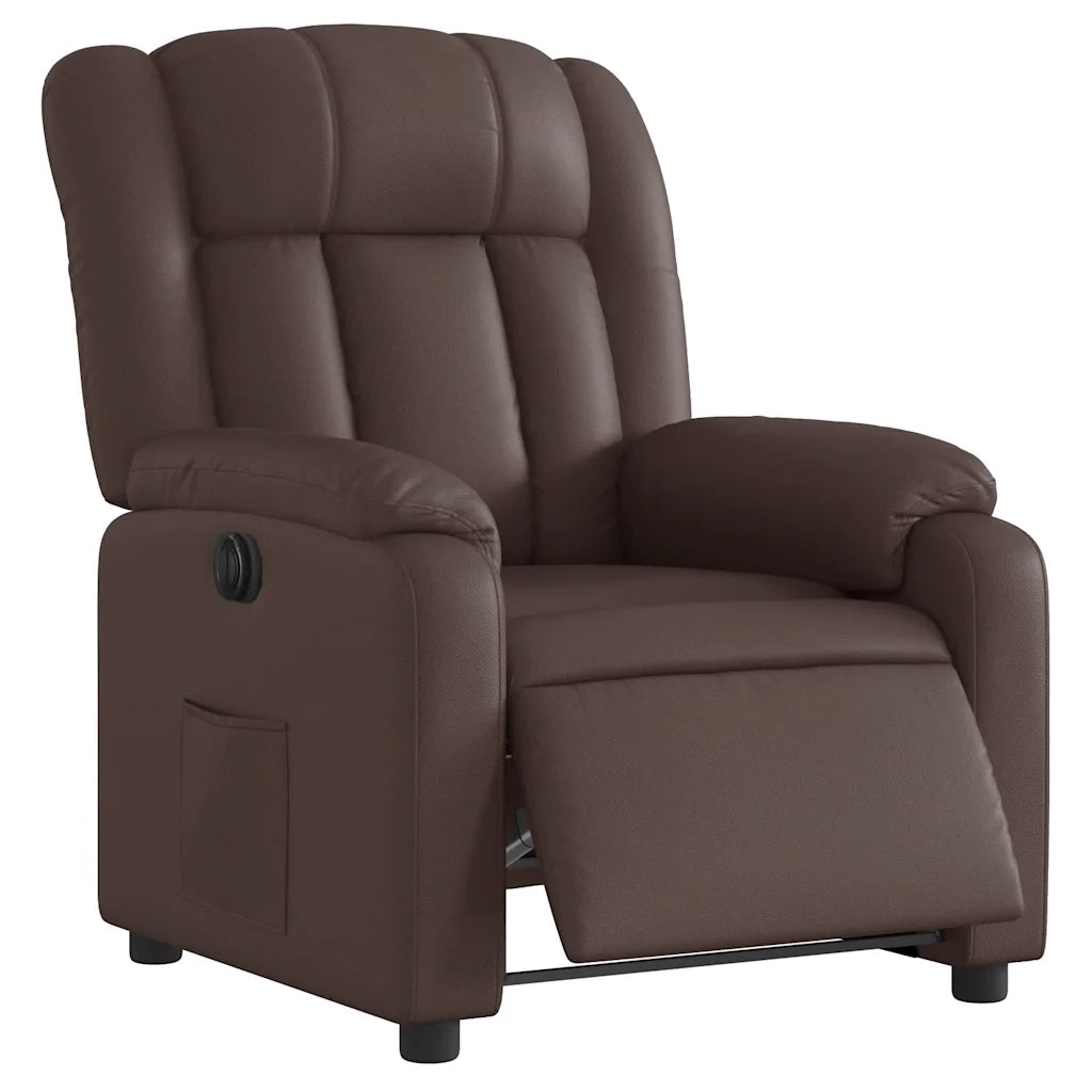 Poltrona Reclinabile Elettrica Marrone in Similpelle