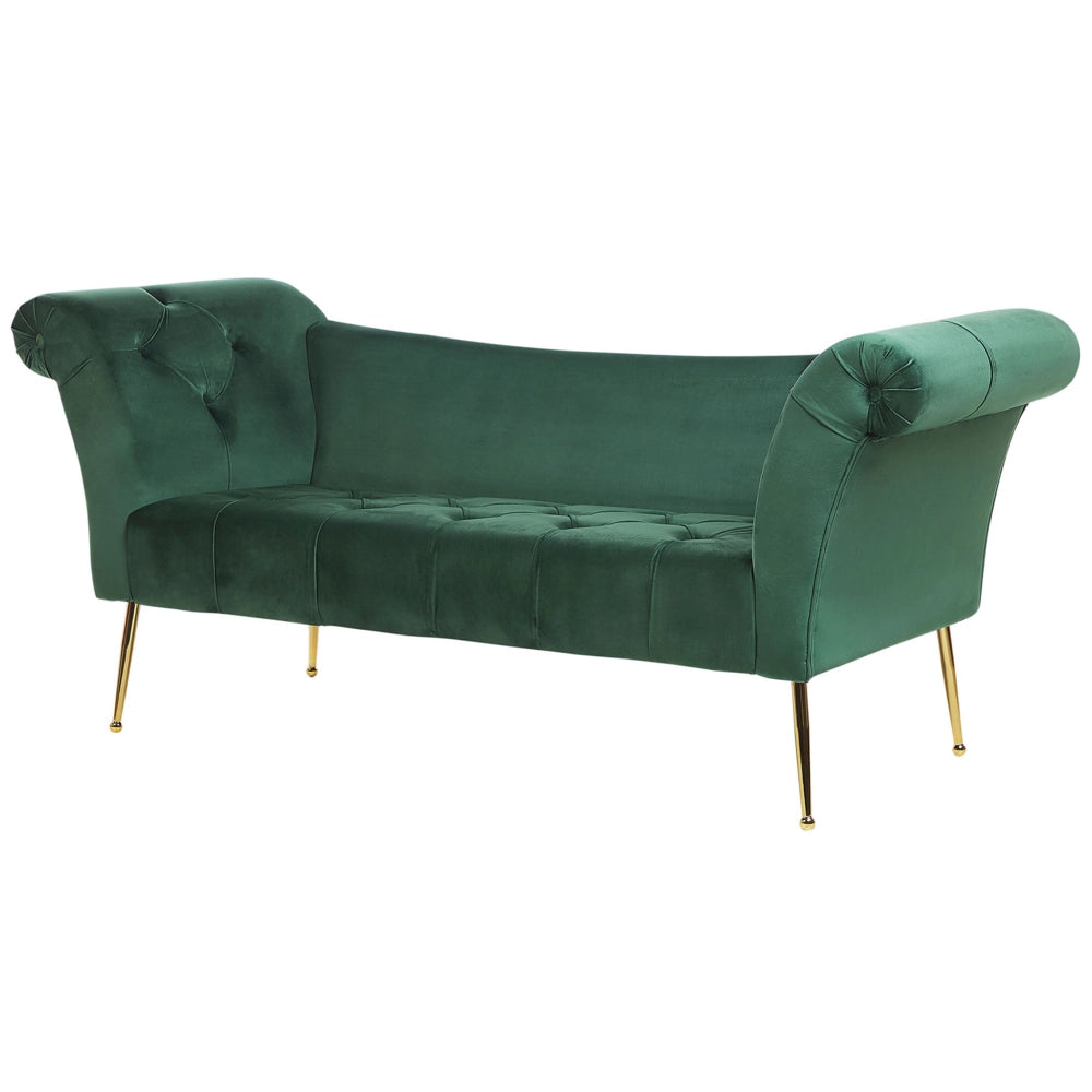 Chaise longue Verde Rivestimento in Tessuto Gambe in Legno Chiaro Stile Scandinavo