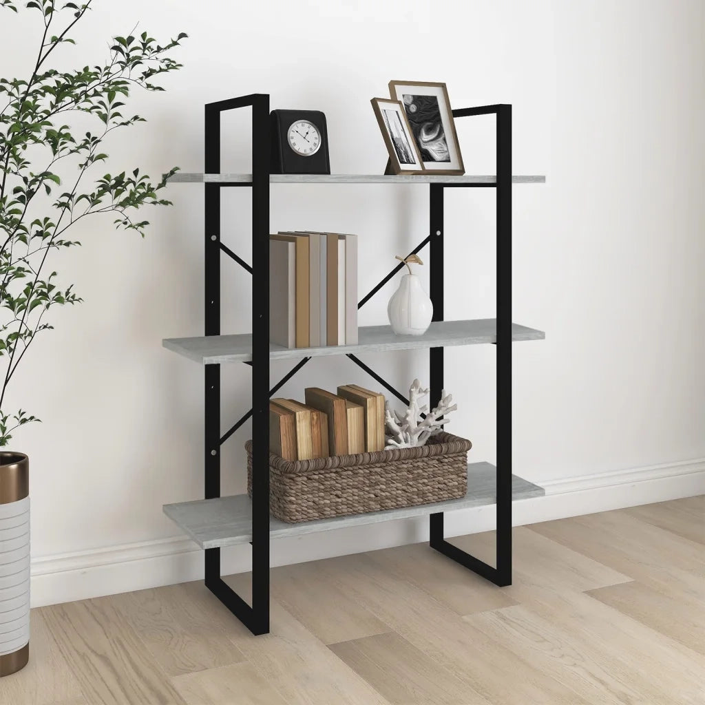 Libreria-Scaffale per Libri-Mobile di Stoccaggio Grigio Sonoma 80x30x105 cm in Legno Multistrato