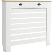 Copri Termosifoni in MDF con 2 Cassetti, 111x19x95,5 cm, Bianco