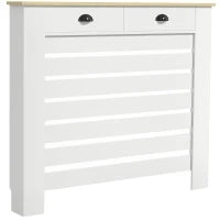 Copri Termosifoni in MDF con 2 Cassetti, 111x19x95,5 cm, Bianco