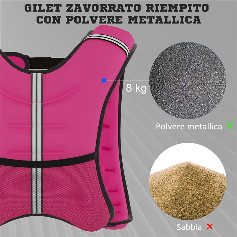 GIUBBOTTO ZAVORRATO 8KG TRASPIRANTE CON TASCA PORTAOGGETTI E SPALLACCI, IN TESSUTO OXFORD, 40X35 CM, ROSA