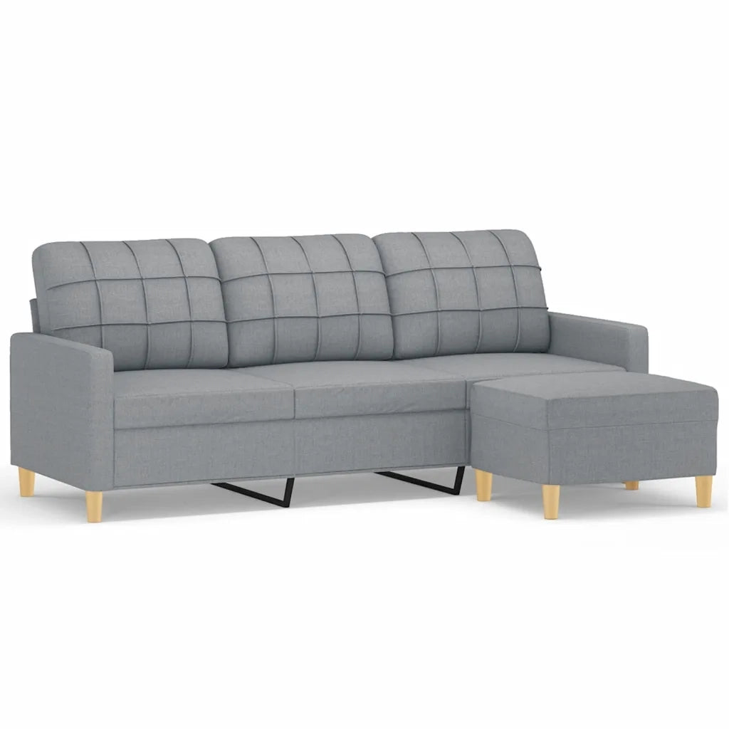 Divano a 3 Posti con Poggiapiedi Grigio Chiaro 180cm in Tessutocod mxl 70995