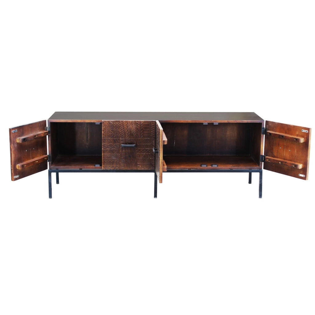 Porta tv con decoro 4 ante in Legno Metallo cm 150x40x55 - LUDO
