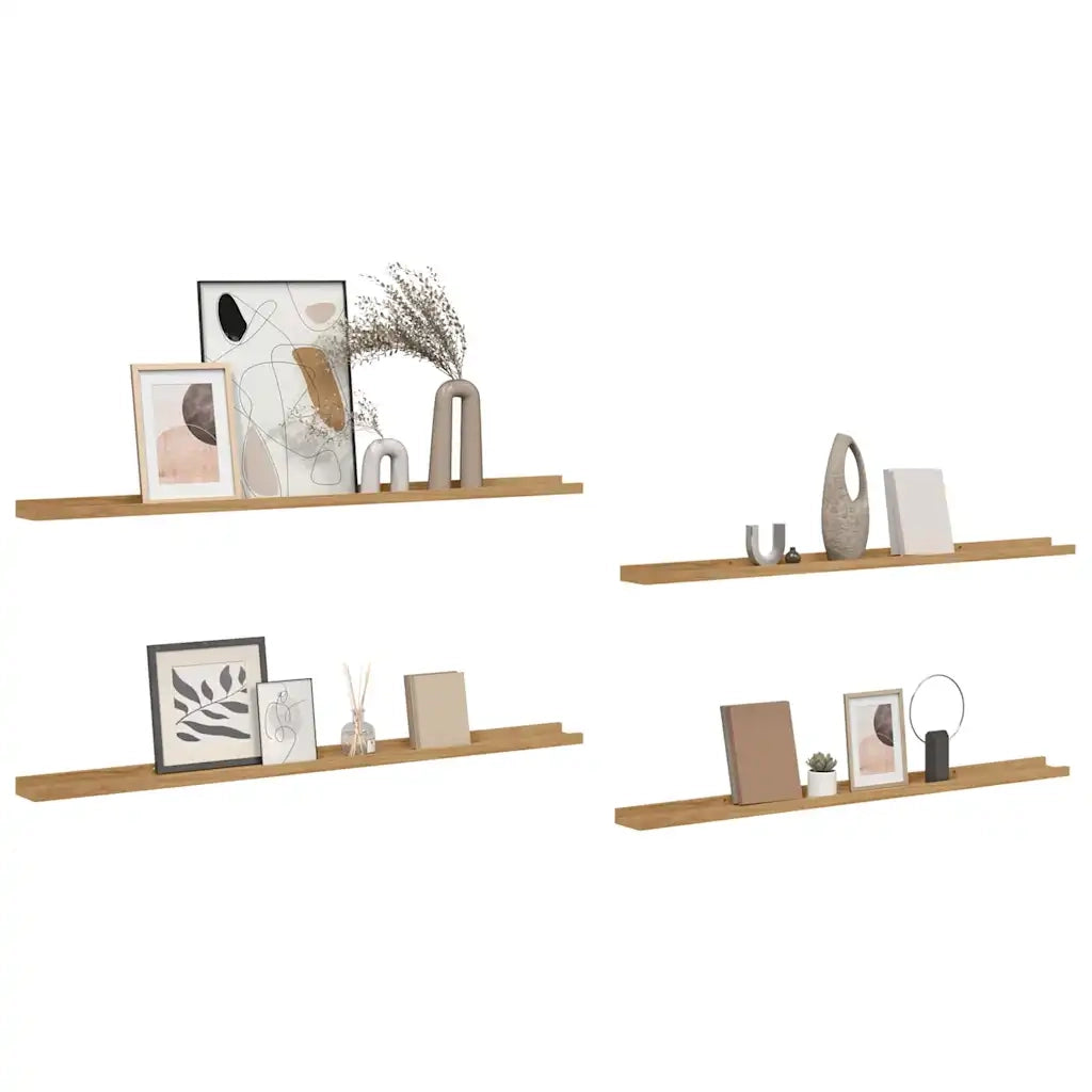 Scaffale da parete con lo scaffale 4 pcs Marrone 115 x 9 x 3 cm 42020020