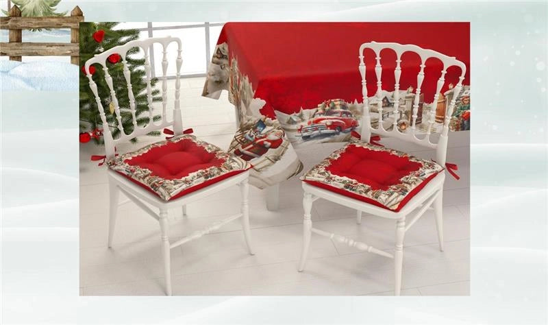SET 2 CUSCINI NATALIZI DA SEDUTA DIMENSIONI 40X40 - COLORE ROSSO