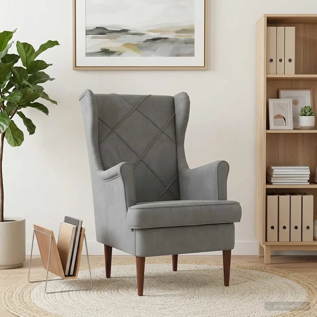 Poltrona-Divano Sedia-Poltroncina Grigio Scuro Velluto 738170