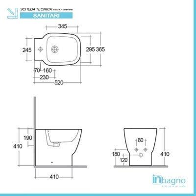 Coppia sanitari filomuro Rak serie One in ceramica con sedile avvolgente