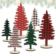 Decorazione per Natale a forma di Albero di Legno - Segno Decorativo per Tavolo da 6 Pezzi