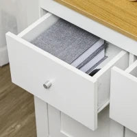 Mobiletto da Stoccaggio Buffet con Armadio a Porte e 2 Cassetti, 78x35x80 cm, Bianco