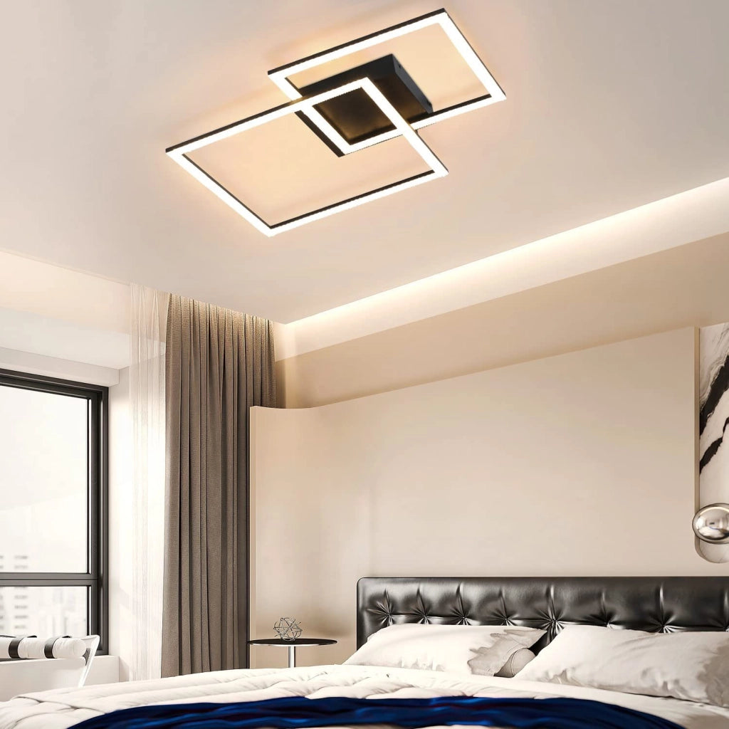 ZMH Lampada da soffitto plafoniera LED moderna quadrata cristallo due faretti 50W 57x48cm