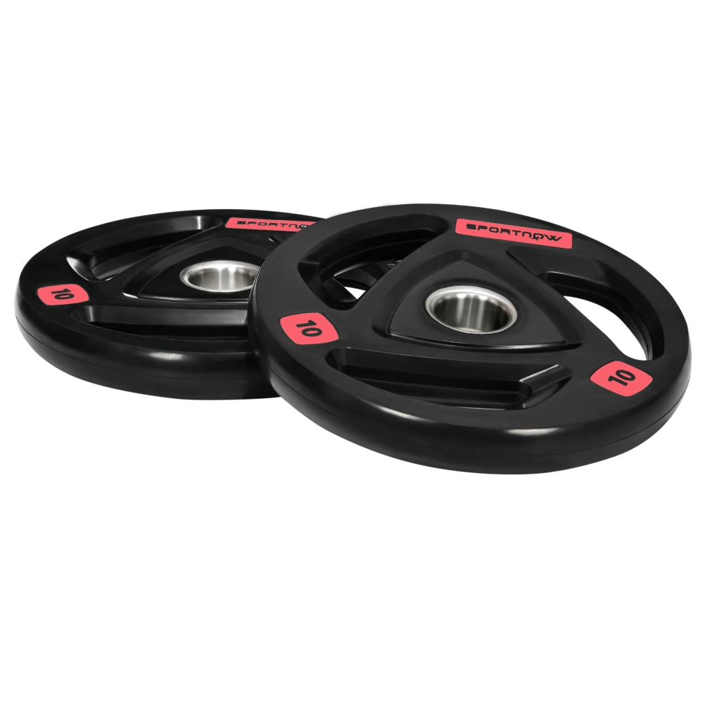 Set di 2 Dischi Pesi da 10kg in Acciaio con Rivestimento in Gomma per Bilanciere