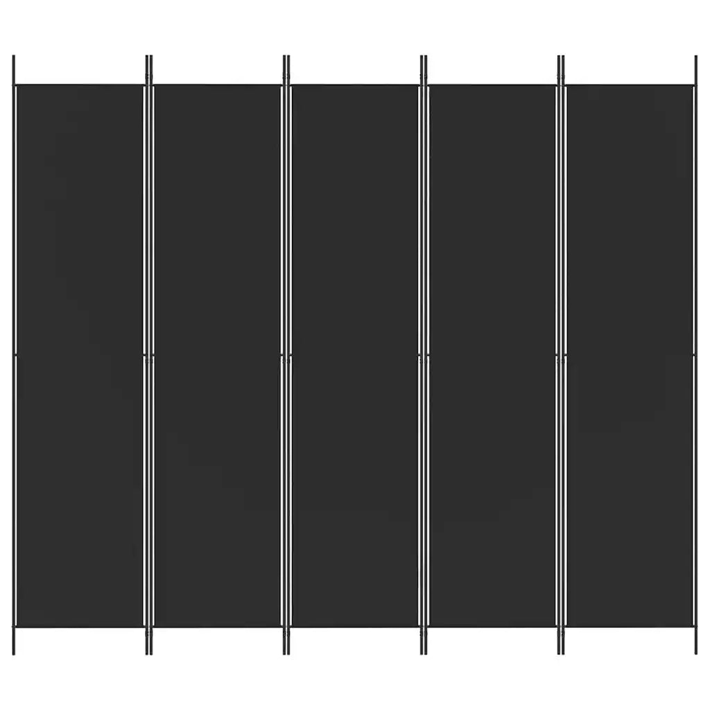 Divisorio Ambienti | Divider per stanze | Paravento 5 Pannelli Nero 250x220 cm Tessuto