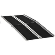 Rampa Pieghevole per Sedia a Rotelle in Alluminio con Rivestimento Antiscivolo e Bordi di Sicurezza, 183x73.5 cm, Nero