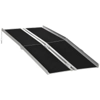 Rampa Pieghevole per Sedia a Rotelle in Alluminio con Rivestimento Antiscivolo e Bordi di Sicurezza, 183x73.5 cm, Nero